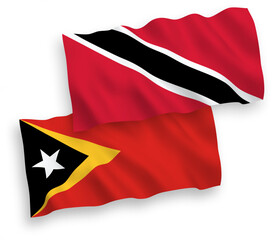 Flags of Republic of Trinidad and Tobago and East Timor on a white background