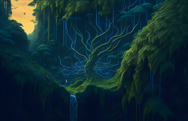 Magical fantasy forest. Generative AI