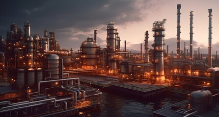 Obraz premium Industrial factory, Generative AI