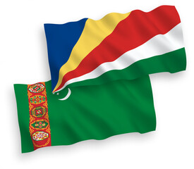 Flags of Turkmenistan and Seychelles on a white background