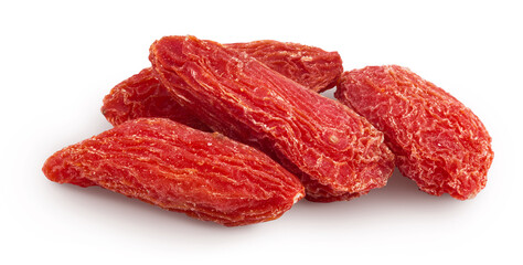 Dried goji berries isolated on white background with full depth of field