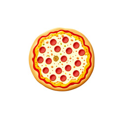 Cartoon appetizing pizza isolated on white background. View from above. Vector illustration
