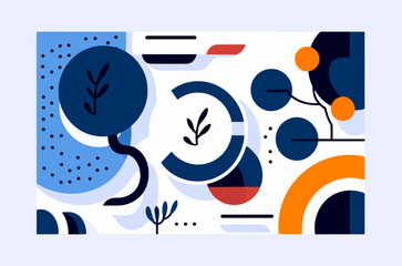 Abstract composition with geometric shapes and lines. Vector illustration in flat style