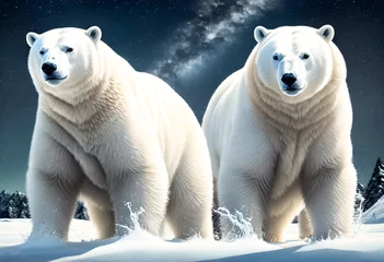 Foto op Canvas Polar bear on snowdrift melting ice floe in arctic sea. Saving the Earth before ecological catastrophy. climate change concept. AI Generative, illustration © Nitiphonphat