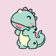 kawaii cute happy dinosaur t shirt design