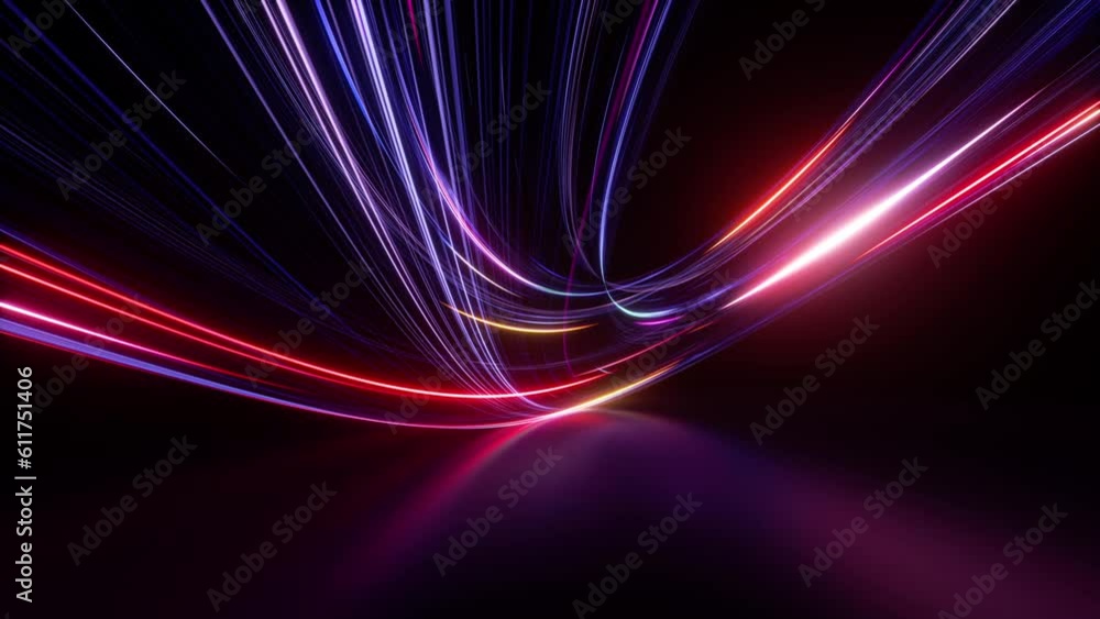 Aufkleber looping 3d animation. abstract background of flowing neon lines moving endlessly in a circular path