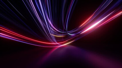 looping 3d animation. Abstract background of flowing neon lines moving endlessly in a circular path - Powered by Adobe