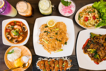 Thai food flat lay composition