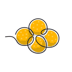 Laddu or laddoo is a spherical sweet from the Indian subcontinent made of various ingredients and sugar syrup or jaggery. Line and dots illustration.