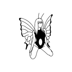 vector illustration of woman with butterfly wings