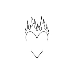 vector illustration of heart with fire line concept