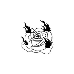 vector illustration of a rose with fire