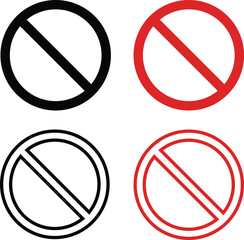 Restricted icon set . Red and black restriction icon vector design. Prohibition symbol. taboo concept. Danger sign.