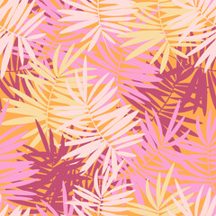 Seamless vector pattern with tropical leaves.