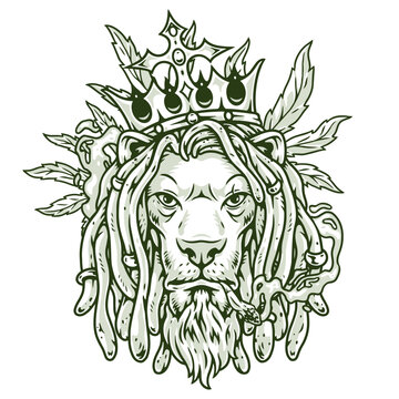 Rastaman lion detailed label monochrome
