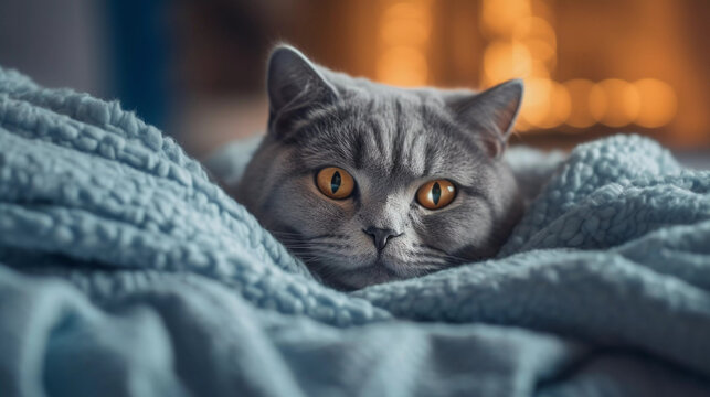 British Shorthair Cat, Generative AI.
