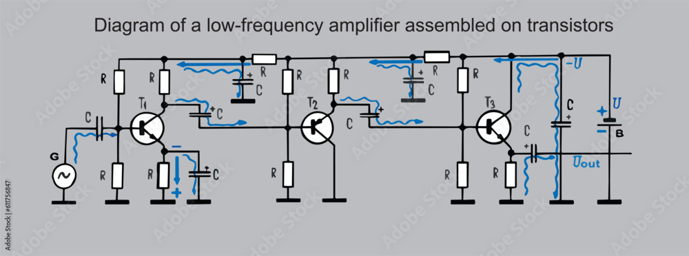 Aufkleber vector background with electrical scheme. schematic diagram of electronic device (low frequency ampl