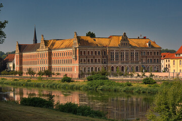 Blick auf das Gymnasium St. Augustin, Stadt Grimma am Fluss Mulde, Sachsen, Deutschland