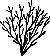 Coral reef black seaweed silhouette icon. Marine ocean icon.