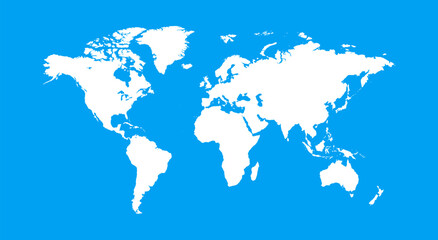 Fototapeta na wymiar World Map Blue White Geography Vector Illustration