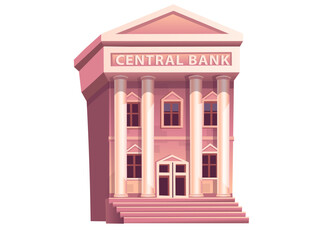 Bank.Element for city with bank for games and mobile applications.Vector illustration in cartoon style.