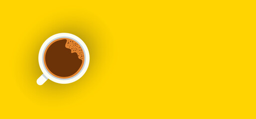 cup of coffee on a yellow background