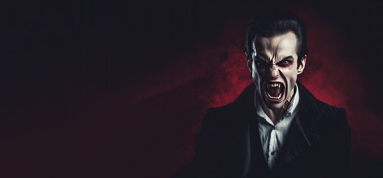 Scary Vampire Banner with Space for Copy. Generative AI