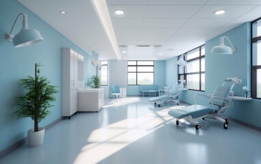 Interior of Hospital ward with patient bed Generative AI