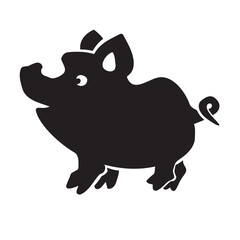 Symbol of the year of the pig, boar, black silhouette, vector illustration