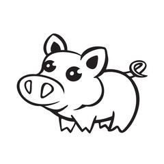 Symbol of the year of the pig, piglet, line, vector illustration