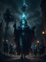 Fototapeta premium scary halloween skeleton, generative AI