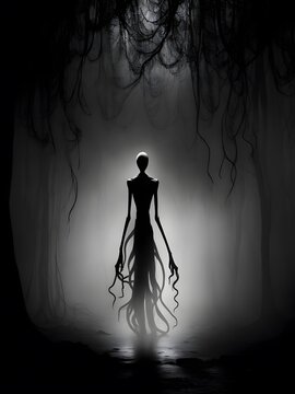 silhouette of a nightmare creature, generative AI