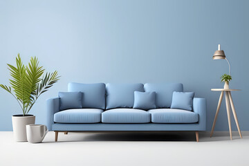 Fototapeta na wymiar Blue modern living room with sofa