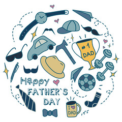Naklejka premium Happy Father`s day doodle illustration