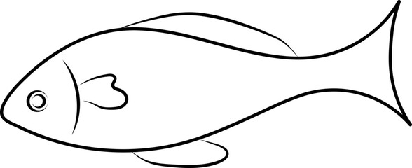 Simple Fish Outline Hand Drawn Doodle Icon