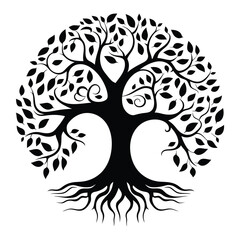 Celtic Tree of life decorative Vector ornament, Graphic arts, dot work. Grunge vector illustration of the Scandinavian myths with Celtic culture.