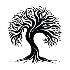 Celtic Tree of life decorative Vector ornament, Graphic arts, dot work. Grunge vector illustration of the Scandinavian myths with Celtic culture.