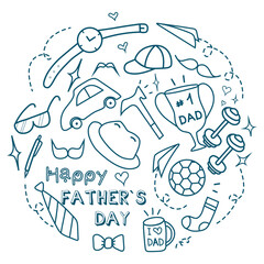  Happy Father`s day hand drawn illustration