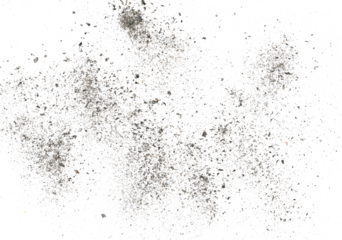 Cigarette ash isolated on white background, texture top view