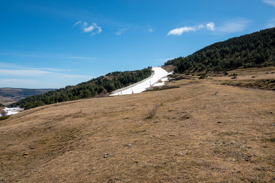 Valdelinares ski resort panorama in March 2023 Teruel mountains Spain