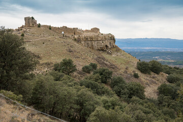 Fototapeta na wymiar Santa Isabel chapel and antique settlement on top of a mountain in Rubielos de Mora Teruel Aragon Spain