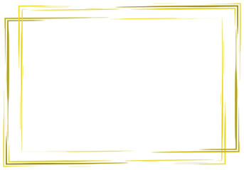 Watercolor rectangle horizontal thin double golden frame. Copy space. Vector illustration. Isolated