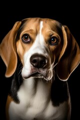Studio portrait of a dog breed Beagle. AI generated, human enhanced