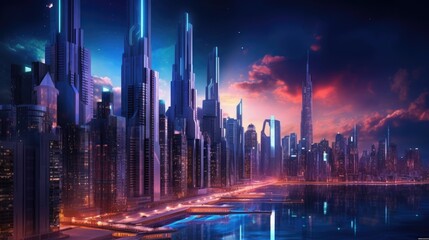 a futuristic cityscape with advanced technology integrated into the architecture