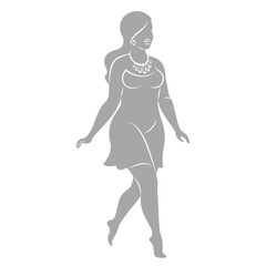 Silhouette figure of a slender woman. The girl is standing. The lady is full of beauty and sexuality. girl is overweight vector illustration