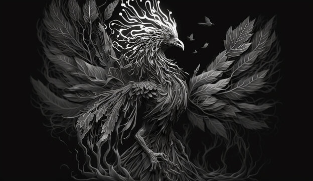 Illustration of phoenix bird artwork Generative AI