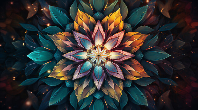 kaleidoscope lotus floral abstract blossom abstract illustration design image Ai generated art