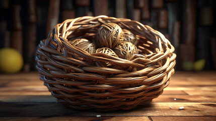 Wicker realistic garden basketry straw picnic design image Ai generated art - obrazy, fototapety, plakaty