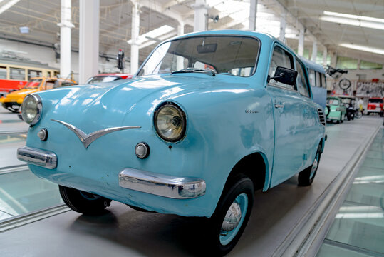Szczecin, Poland - December 2, 2016: Muzeum of technik in Szczecin. Old retro car of the brand Mikrus MR-300 in the museum