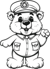 Obraz premium Happy Bear , colouring book for kids, vector illustration